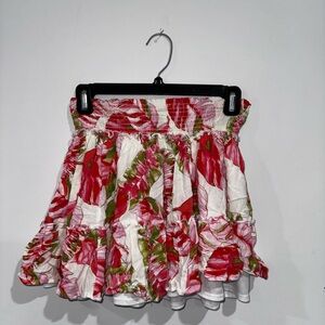 Floral Red and Green Women's Skirt